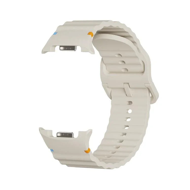 Rhombic Texture Bezel and Wavy Grain Stitched Color Buckle Silicone Watch Band, For Samsung Galaxy Watch8 44mm, For Samsung Galaxy Watch8 40mm