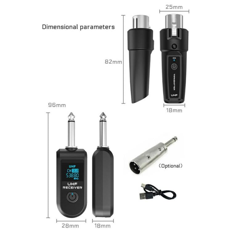 K1 Convertisseur micro dynamique filaire vers micro sans fil pour micro portable, 1 émetteur + 1 récepteur
