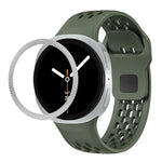 Rhombic Texture Bezel and Black Reverse Buckle Silicone Watch Band, For Samsung Galaxy Watch8 44mm, For Samsung Galaxy Watch8 40mm