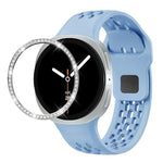 Diamond Bezel and Black Reverse Buckle Silicone Watch Band, For Samsung Galaxy Watch8 44mm, For Samsung Galaxy Watch8 40mm