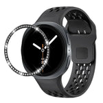 Diamond Bezel and Black Reverse Buckle Silicone Watch Band, For Samsung Galaxy Watch8 44mm, For Samsung Galaxy Watch8 40mm