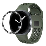 Diamond Bezel and Black Reverse Buckle Silicone Watch Band, For Samsung Galaxy Watch8 44mm, For Samsung Galaxy Watch8 40mm
