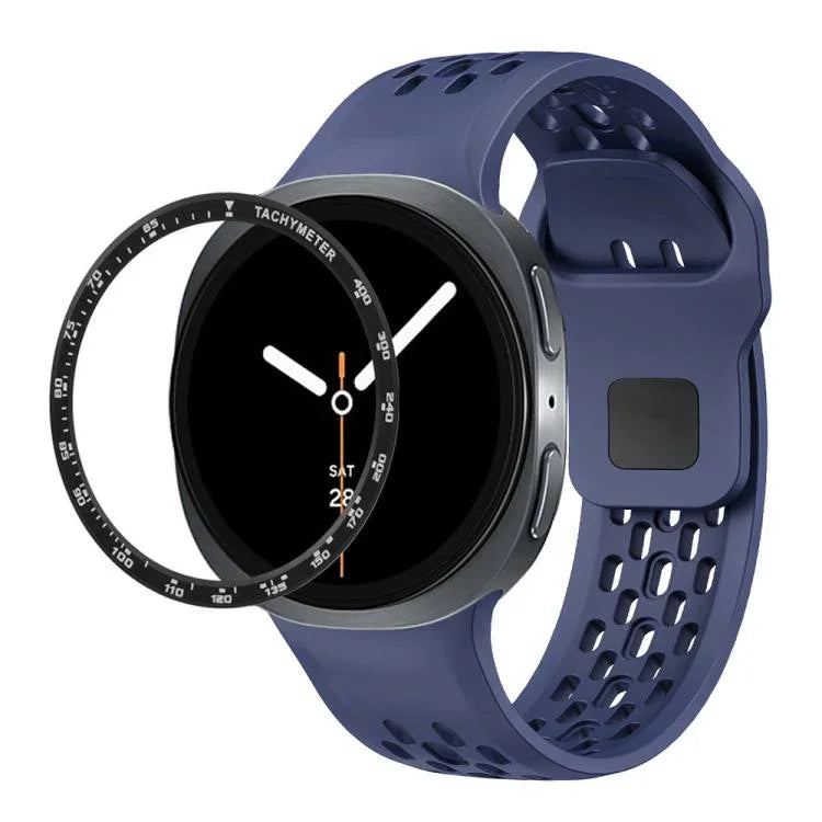 Cadran rapide et bracelet de montre en silicone à boucle inversée noire, pour Samsung Galaxy Watch8 44mm, pour Samsung Galaxy Watch8 40mm