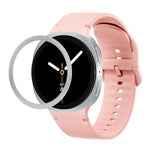 Lunette à texture losanges et bracelet de montre en silicone cousu de couleur unie, pour Samsung Galaxy Watch8 44 mm, pour Samsung Galaxy Watch8 40 mm