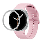 Lunette à texture losanges et bracelet de montre en silicone cousu de couleur unie, pour Samsung Galaxy Watch8 44 mm, pour Samsung Galaxy Watch8 40 mm