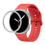 Lunette à texture losanges et bracelet de montre en silicone cousu de couleur unie, pour Samsung Galaxy Watch8 44 mm, pour Samsung Galaxy Watch8 40 mm