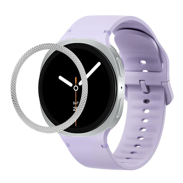 Lunette à texture losanges et bracelet de montre en silicone cousu de couleur unie, pour Samsung Galaxy Watch8 44 mm, pour Samsung Galaxy Watch8 40 mm