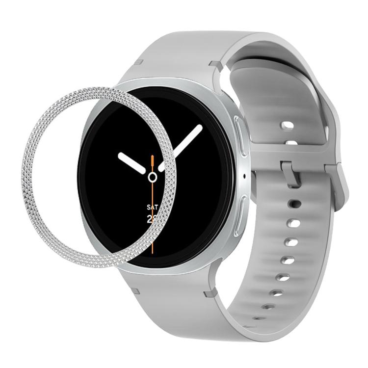 Lunette à texture losanges et bracelet de montre en silicone cousu de couleur unie, pour Samsung Galaxy Watch8 44 mm, pour Samsung Galaxy Watch8 40 mm