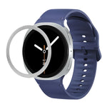 Lunette à texture losanges et bracelet de montre en silicone cousu de couleur unie, pour Samsung Galaxy Watch8 44 mm, pour Samsung Galaxy Watch8 40 mm