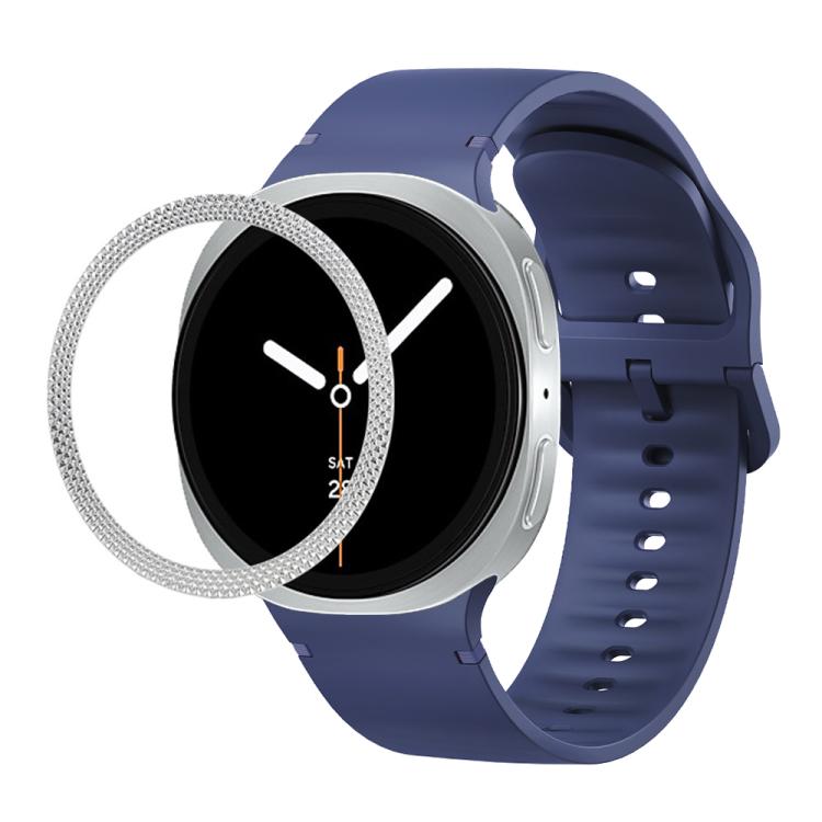 Lunette à texture losanges et bracelet de montre en silicone cousu de couleur unie, pour Samsung Galaxy Watch8 44 mm, pour Samsung Galaxy Watch8 40 mm