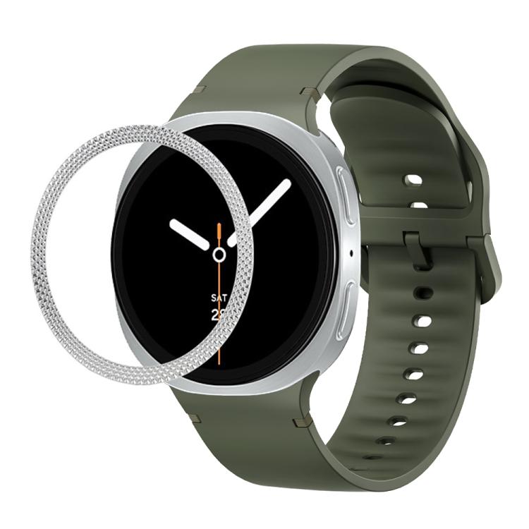 Lunette à texture losanges et bracelet de montre en silicone cousu de couleur unie, pour Samsung Galaxy Watch8 44 mm, pour Samsung Galaxy Watch8 40 mm