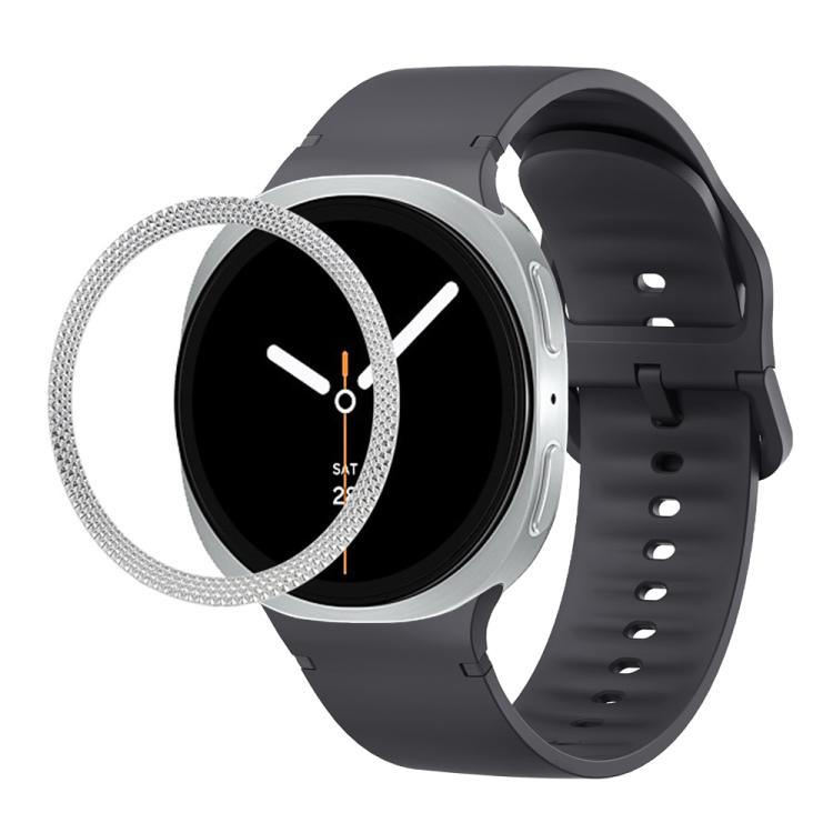 Lunette à texture losanges et bracelet de montre en silicone cousu de couleur unie, pour Samsung Galaxy Watch8 44 mm, pour Samsung Galaxy Watch8 40 mm