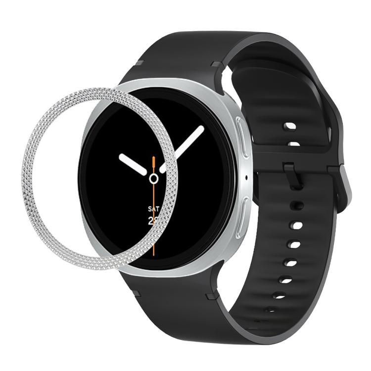 Lunette à texture losanges et bracelet de montre en silicone cousu de couleur unie, pour Samsung Galaxy Watch8 44 mm, pour Samsung Galaxy Watch8 40 mm