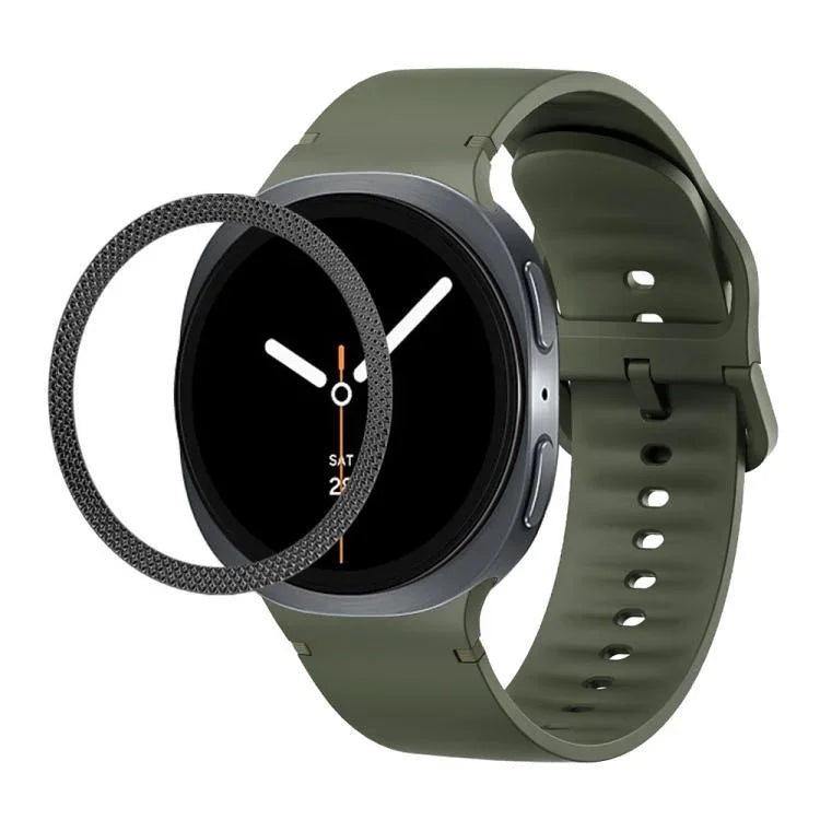 Lunette à texture losanges et bracelet de montre en silicone cousu de couleur unie, pour Samsung Galaxy Watch8 44 mm, pour Samsung Galaxy Watch8 40 mm