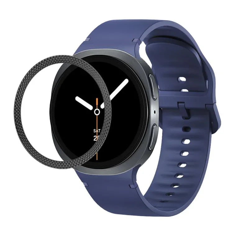Lunette à texture losanges et bracelet de montre en silicone cousu de couleur unie, pour Samsung Galaxy Watch8 44 mm, pour Samsung Galaxy Watch8 40 mm