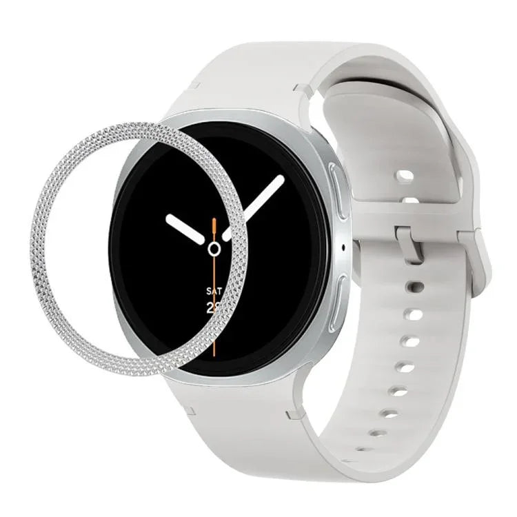 Lunette à texture losanges et bracelet de montre en silicone cousu de couleur unie, pour Samsung Galaxy Watch8 44 mm, pour Samsung Galaxy Watch8 40 mm