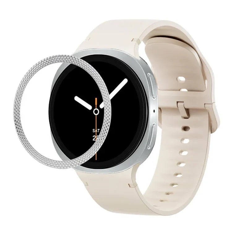 Lunette à texture losanges et bracelet de montre en silicone cousu de couleur unie, pour Samsung Galaxy Watch8 44 mm, pour Samsung Galaxy Watch8 40 mm