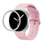 Lunette à texture losanges et bracelet de montre en silicone cousu de couleur unie, pour Samsung Galaxy Watch8 44 mm, pour Samsung Galaxy Watch8 40 mm
