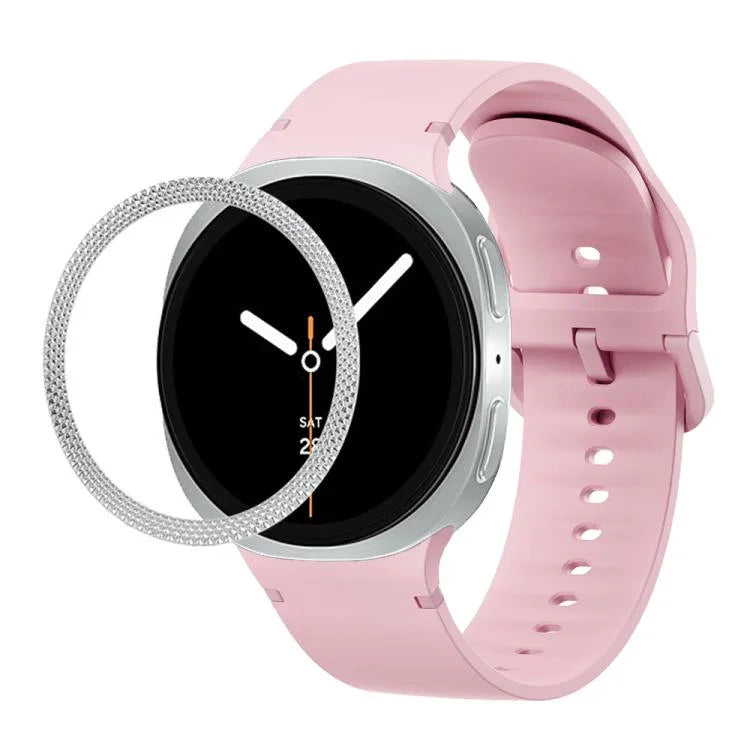 Lunette à texture losanges et bracelet de montre en silicone cousu de couleur unie, pour Samsung Galaxy Watch8 44 mm, pour Samsung Galaxy Watch8 40 mm