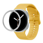Lunette à texture losanges et bracelet de montre en silicone cousu de couleur unie, pour Samsung Galaxy Watch8 44 mm, pour Samsung Galaxy Watch8 40 mm