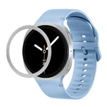 Lunette à texture losanges et bracelet de montre en silicone cousu de couleur unie, pour Samsung Galaxy Watch8 44 mm, pour Samsung Galaxy Watch8 40 mm