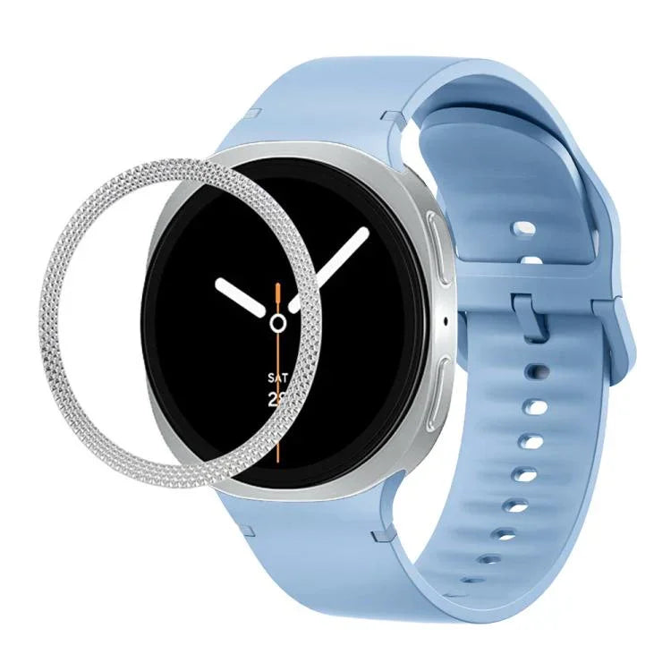 Lunette à texture losanges et bracelet de montre en silicone cousu de couleur unie, pour Samsung Galaxy Watch8 44 mm, pour Samsung Galaxy Watch8 40 mm