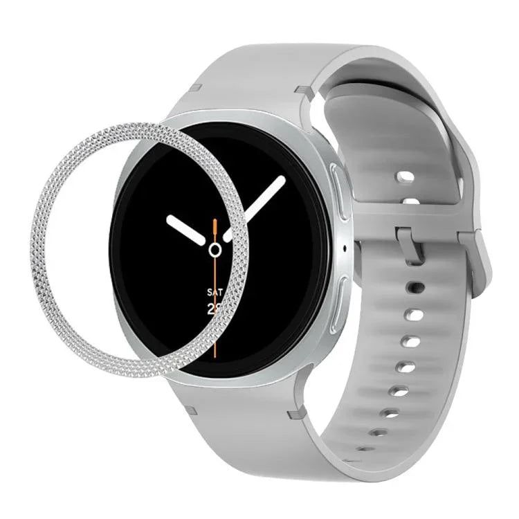 Lunette à texture losanges et bracelet de montre en silicone cousu de couleur unie, pour Samsung Galaxy Watch8 44 mm, pour Samsung Galaxy Watch8 40 mm