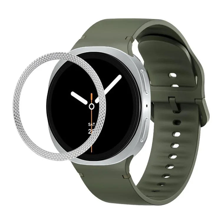 Lunette à texture losanges et bracelet de montre en silicone cousu de couleur unie, pour Samsung Galaxy Watch8 44 mm, pour Samsung Galaxy Watch8 40 mm