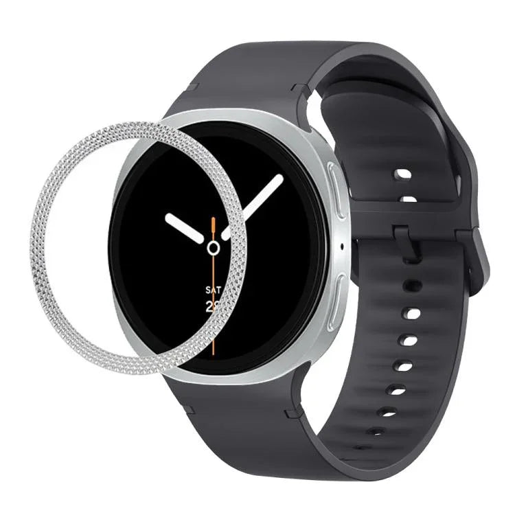 Lunette à texture losanges et bracelet de montre en silicone cousu de couleur unie, pour Samsung Galaxy Watch8 44 mm, pour Samsung Galaxy Watch8 40 mm