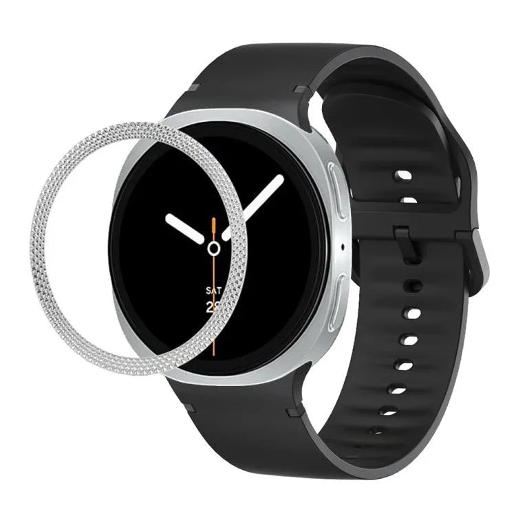 Lunette à texture losanges et bracelet de montre en silicone cousu de couleur unie, pour Samsung Galaxy Watch8 44 mm, pour Samsung Galaxy Watch8 40 mm