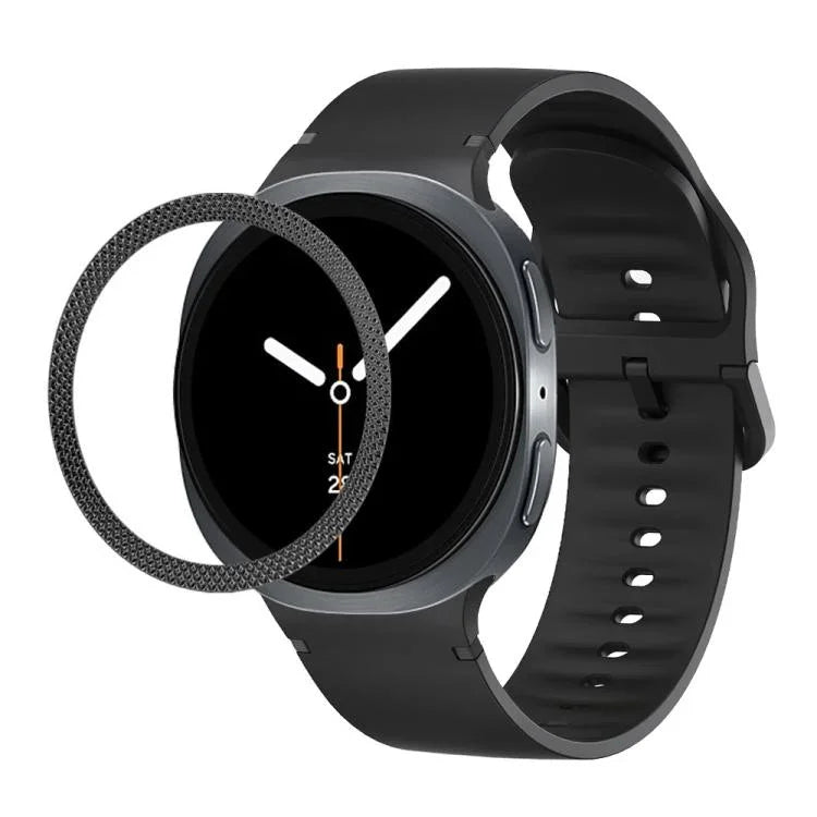 Lunette à texture losanges et bracelet de montre en silicone cousu de couleur unie, pour Samsung Galaxy Watch8 44 mm, pour Samsung Galaxy Watch8 40 mm