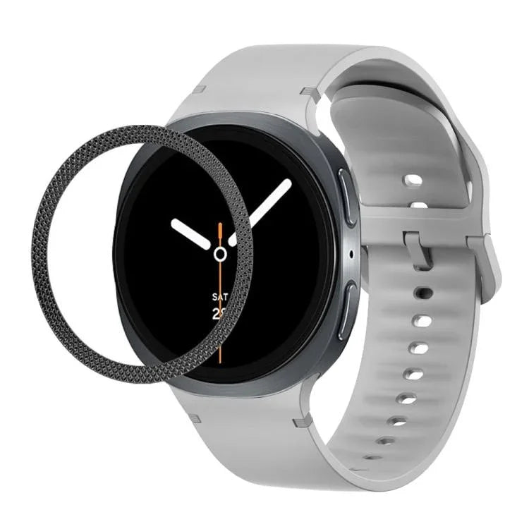 Lunette à texture losanges et bracelet de montre en silicone cousu de couleur unie, pour Samsung Galaxy Watch8 44 mm, pour Samsung Galaxy Watch8 40 mm