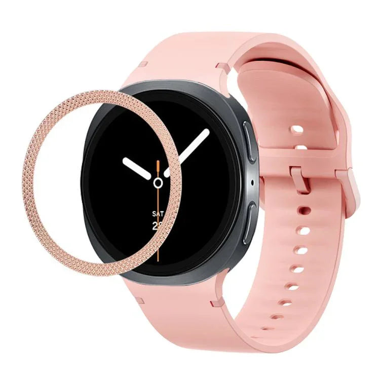 Lunette à texture losanges et bracelet de montre en silicone cousu de couleur unie, pour Samsung Galaxy Watch8 44 mm, pour Samsung Galaxy Watch8 40 mm