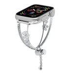 Bracelet de montre en cuivre incrusté de zircon à motif floral à 5 ​​pétales, compatible avec Apple Watch 46 mm / 49 mm / 45 mm / 44 mm et Apple Watch 42 mm / 41 mm / 40 mm / 38 mm.