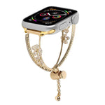Bracelet de montre en cuivre incrusté de zircon à motif floral à 5 ​​pétales, compatible avec Apple Watch 46 mm / 49 mm / 45 mm / 44 mm et Apple Watch 42 mm / 41 mm / 40 mm / 38 mm.