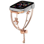 Bracelet de montre en zircon et cuivre incrusté d'un ours, compatible avec Apple Watch 46 mm / 49 mm / 45 mm / 44 mm et Apple Watch 42 mm / 41 mm / 40 mm / 38 mm.