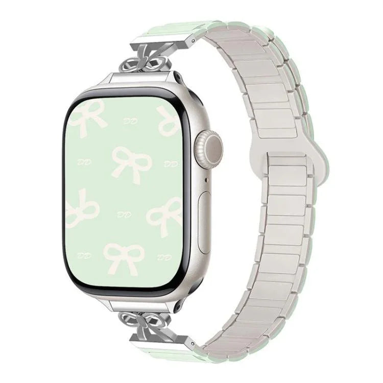 Bracelet de montre magnétique en silicone avec nœud papillon, pour Apple Watch 46 mm / 49 mm / 45 mm / 44 mm et Apple Watch 42 mm / 41 mm / 40 mm / 38 mm.