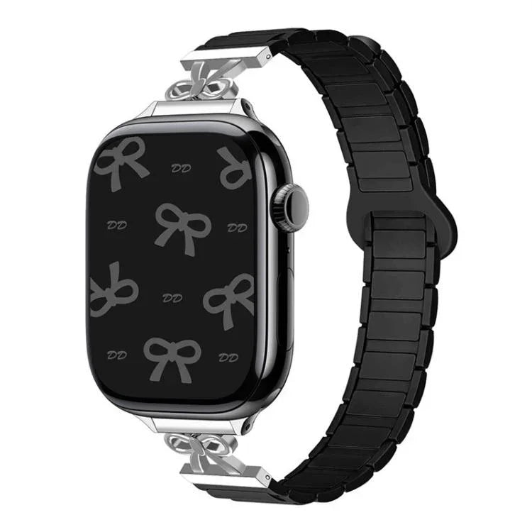 Bracelet de montre magnétique en silicone avec nœud papillon, pour Apple Watch 46 mm / 49 mm / 45 mm / 44 mm et Apple Watch 42 mm / 41 mm / 40 mm / 38 mm.