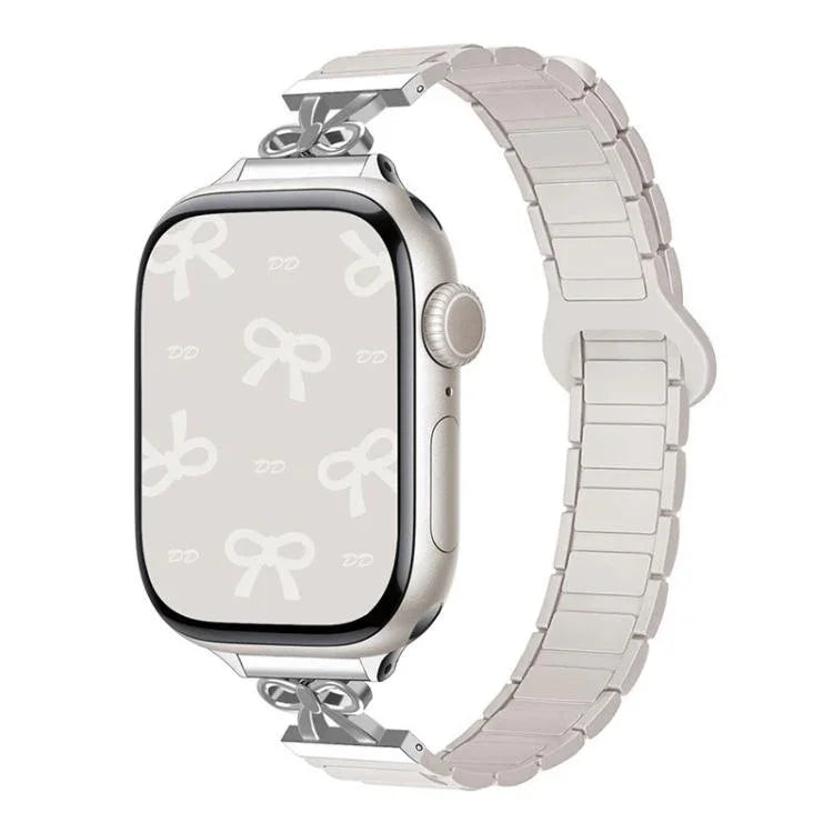 Bracelet de montre magnétique en silicone avec nœud papillon, pour Apple Watch 46 mm / 49 mm / 45 mm / 44 mm et Apple Watch 42 mm / 41 mm / 40 mm / 38 mm.