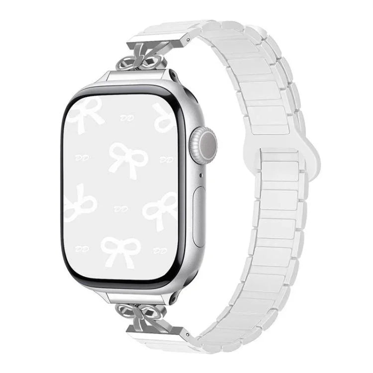 Bracelet de montre magnétique en silicone avec nœud papillon, pour Apple Watch 46 mm / 49 mm / 45 mm / 44 mm et Apple Watch 42 mm / 41 mm / 40 mm / 38 mm.