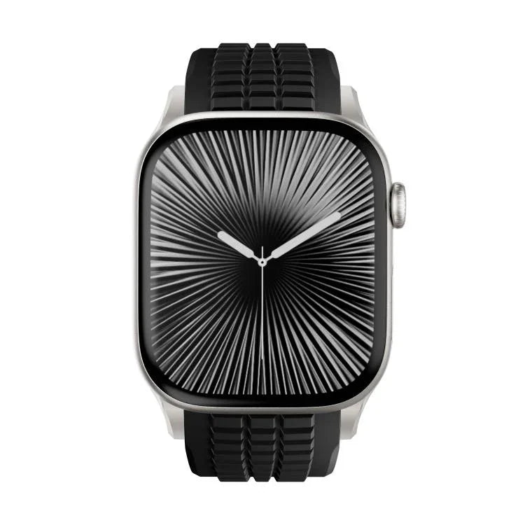 Bracelet de montre en silicone à boucle pliable et texture moletée, pour Apple Watch 46 mm / 49 mm / 45 mm / 44 mm