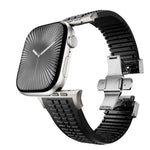 Bracelet de montre en silicone à boucle pliable et texture moletée, pour Apple Watch 46 mm / 49 mm / 45 mm / 44 mm