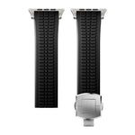 Bracelet de montre en silicone à boucle pliable et texture moletée, pour Apple Watch 46 mm / 49 mm / 45 mm / 44 mm
