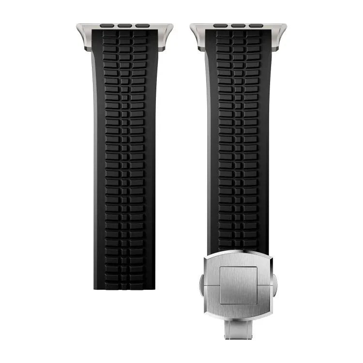 Bracelet de montre en silicone à boucle pliable et texture moletée, pour Apple Watch 46 mm / 49 mm / 45 mm / 44 mm