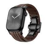 Bracelet de montre en silicone à boucle pliable et texture moletée, pour Apple Watch 46 mm / 49 mm / 45 mm / 44 mm
