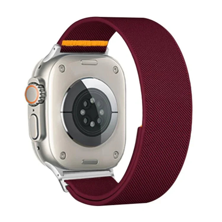 Bracelet de montre en nylon élastique à boucle unique réglable, compatible avec les Apple Watch 46 mm / 49 mm / 45 mm / 44 mm et 42 mm / 41 mm / 40 mm / 38 mm.