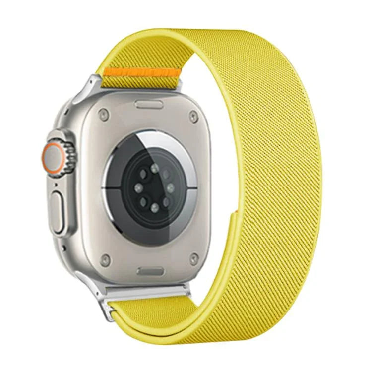 Bracelet de montre en nylon élastique à boucle unique réglable, compatible avec les Apple Watch 46 mm / 49 mm / 45 mm / 44 mm et 42 mm / 41 mm / 40 mm / 38 mm.