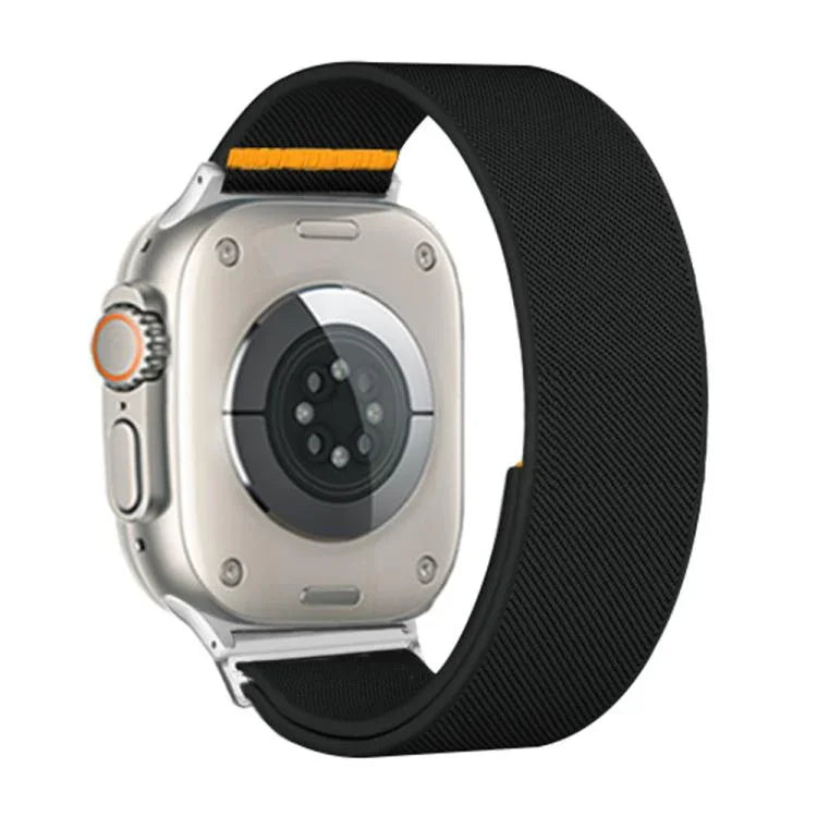 Bracelet de montre en nylon élastique à boucle unique réglable, compatible avec les Apple Watch 46 mm / 49 mm / 45 mm / 44 mm et 42 mm / 41 mm / 40 mm / 38 mm.