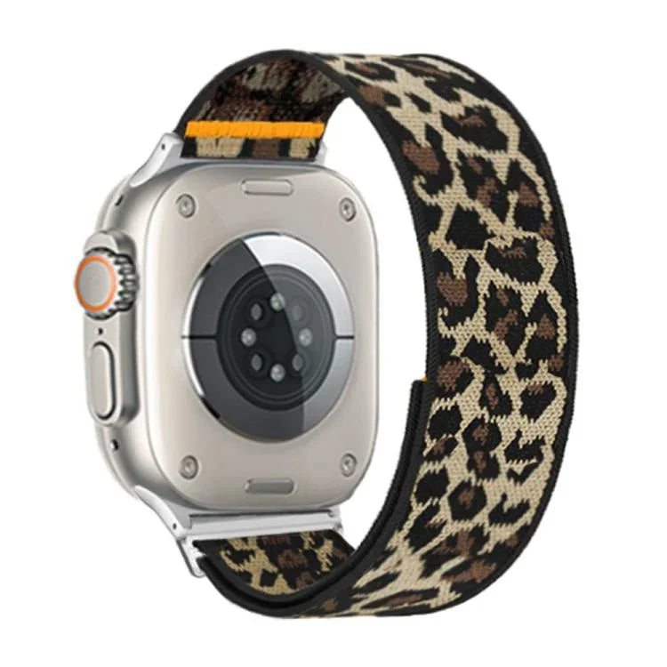 Bracelet de montre en nylon élastique à boucle unique réglable, compatible avec les Apple Watch 46 mm / 49 mm / 45 mm / 44 mm et 42 mm / 41 mm / 40 mm / 38 mm.