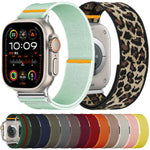 Bracelet de montre en nylon élastique à boucle unique réglable, compatible avec les Apple Watch 46 mm / 49 mm / 45 mm / 44 mm et 42 mm / 41 mm / 40 mm / 38 mm.